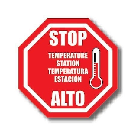 Ergomat 12in OCTAGON SIGNS Stop Temperature Station - Bilingual English/Spanish DSV-SIGN 144 #4197 -UEN